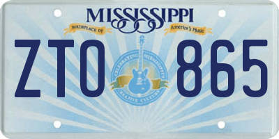 MS license plate ZTO865