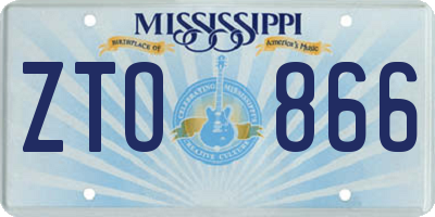 MS license plate ZTO866