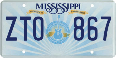 MS license plate ZTO867