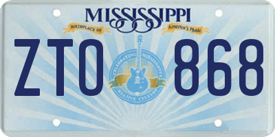 MS license plate ZTO868