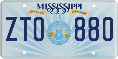 MS license plate ZTO880