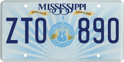 MS license plate ZTO890