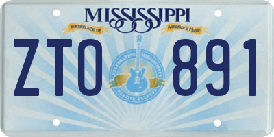MS license plate ZTO891