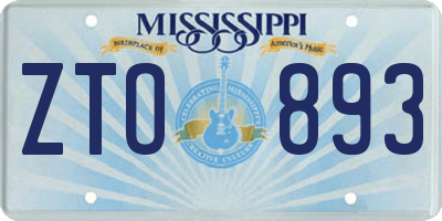 MS license plate ZTO893