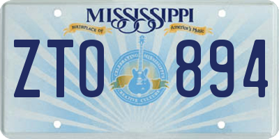 MS license plate ZTO894