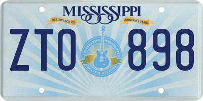 MS license plate ZTO898