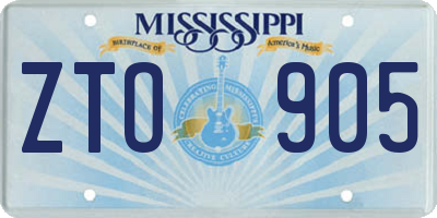 MS license plate ZTO905