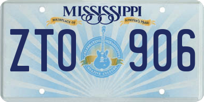 MS license plate ZTO906