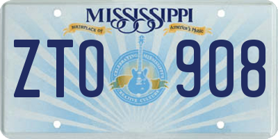 MS license plate ZTO908