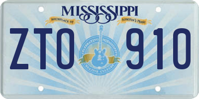 MS license plate ZTO910
