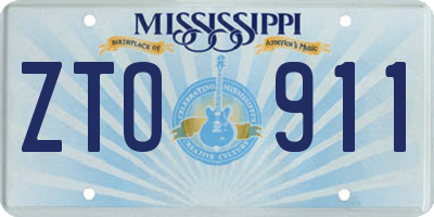 MS license plate ZTO911