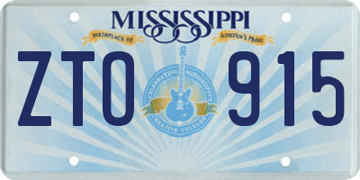 MS license plate ZTO915