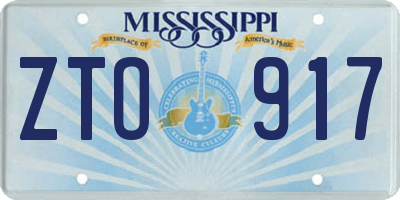 MS license plate ZTO917