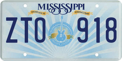 MS license plate ZTO918