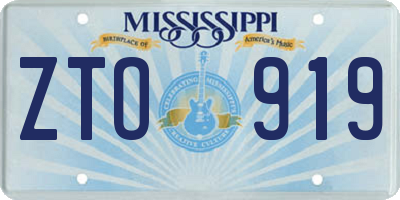 MS license plate ZTO919