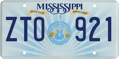 MS license plate ZTO921