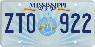 MS license plate ZTO922