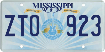 MS license plate ZTO923