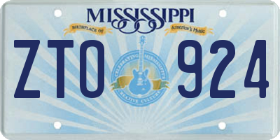MS license plate ZTO924