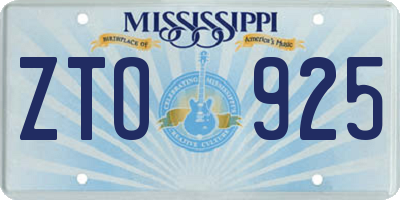 MS license plate ZTO925