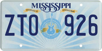 MS license plate ZTO926
