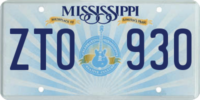 MS license plate ZTO930