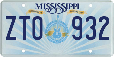 MS license plate ZTO932