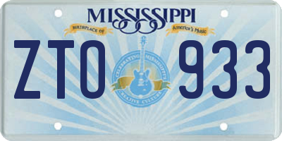 MS license plate ZTO933