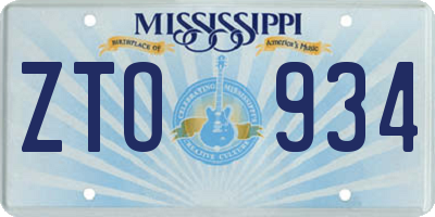 MS license plate ZTO934