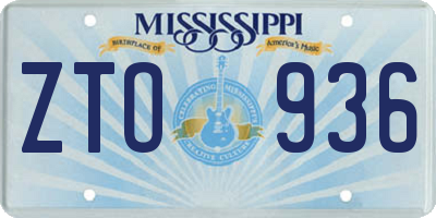 MS license plate ZTO936