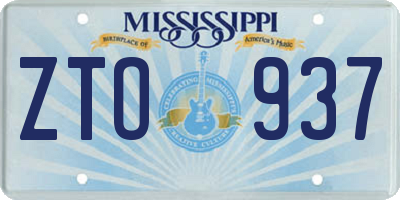MS license plate ZTO937