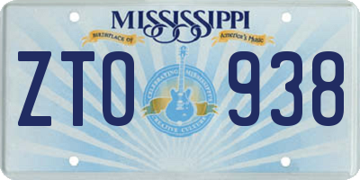MS license plate ZTO938