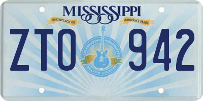 MS license plate ZTO942