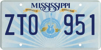 MS license plate ZTO951