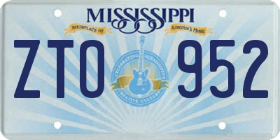 MS license plate ZTO952