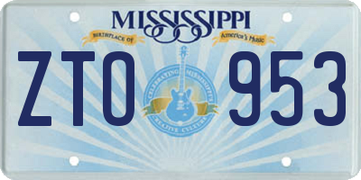 MS license plate ZTO953