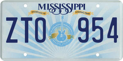 MS license plate ZTO954