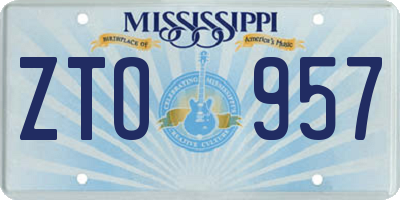 MS license plate ZTO957