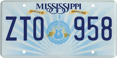 MS license plate ZTO958