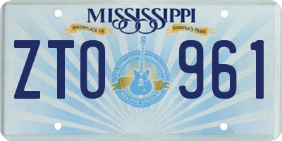 MS license plate ZTO961