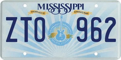 MS license plate ZTO962