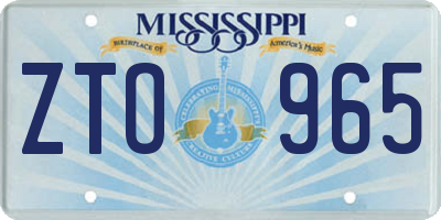 MS license plate ZTO965