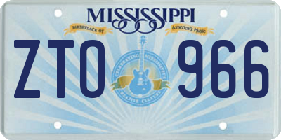 MS license plate ZTO966