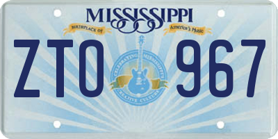 MS license plate ZTO967