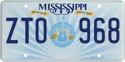 MS license plate ZTO968