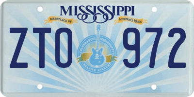 MS license plate ZTO972