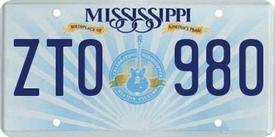 MS license plate ZTO980