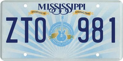 MS license plate ZTO981