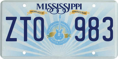 MS license plate ZTO983
