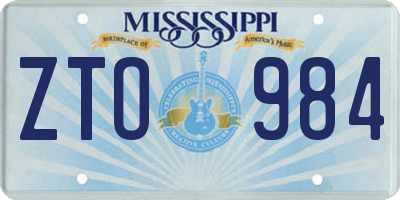 MS license plate ZTO984